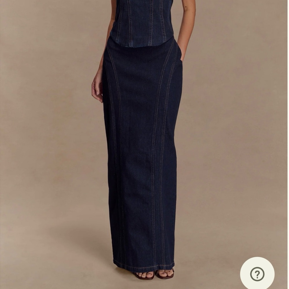New Meshki Alma denim maxi skirt
